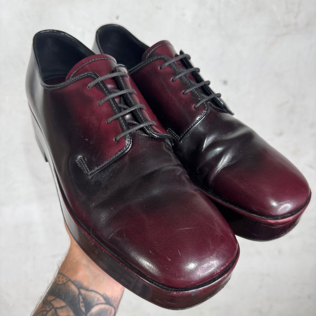 Prada Oxblood Garnet Brushed Derby's
