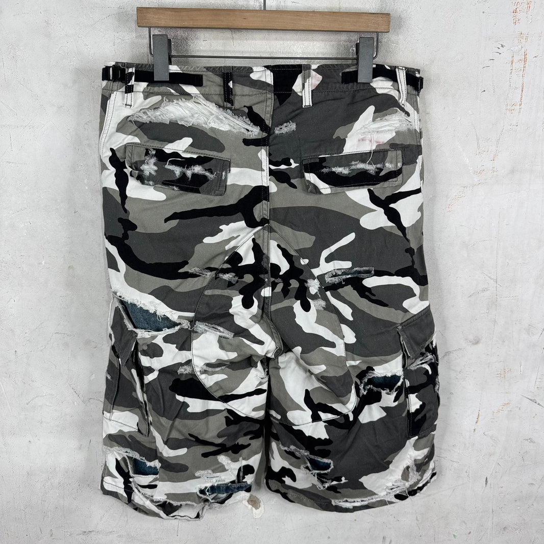 Balenciaga Trompe Layered Snow Camo Shorts