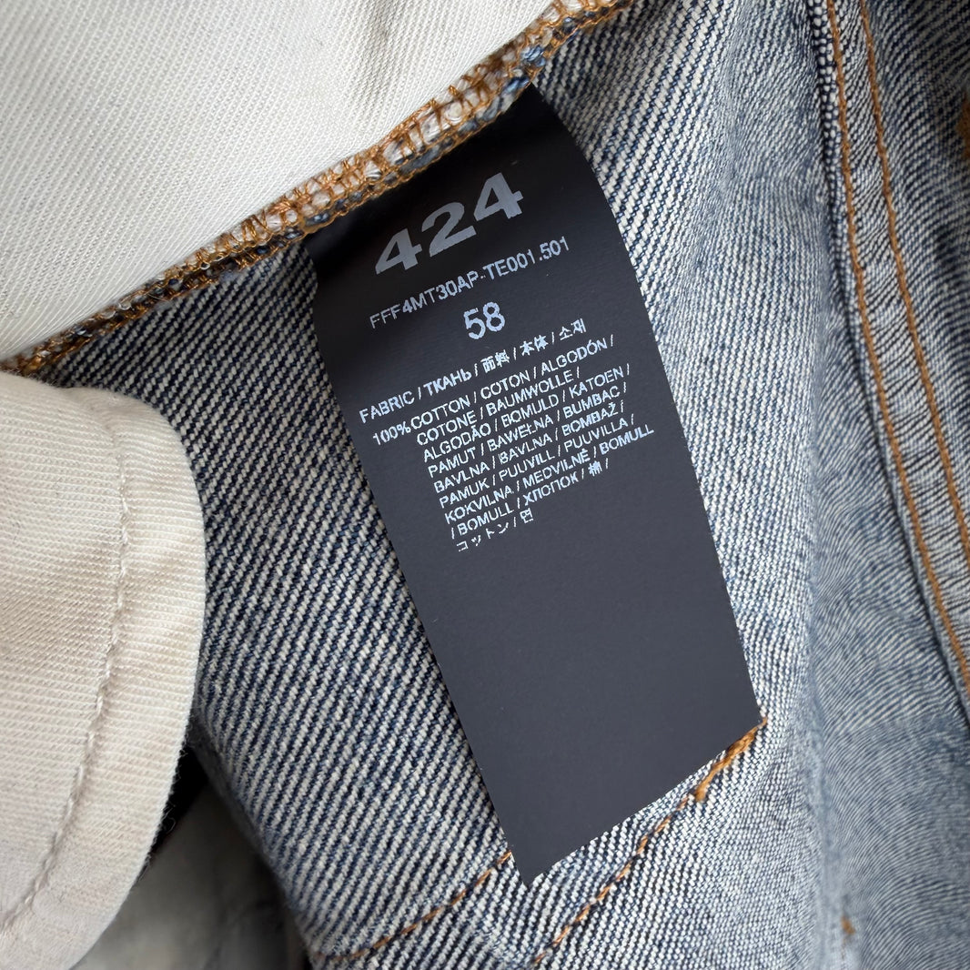 424 Washed Blue 5 Pocket Straight Jeans