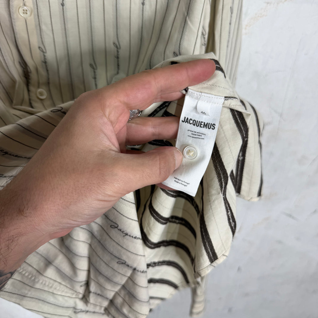 Jacquemus Pinstripe Script Logo LS Shirt