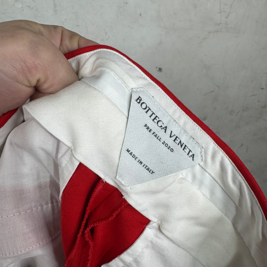 Bottega Veneta Gabardine Knee Strap Pants Red