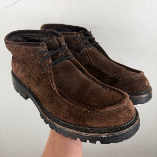 Prada Brown Suede Ankle Derbys