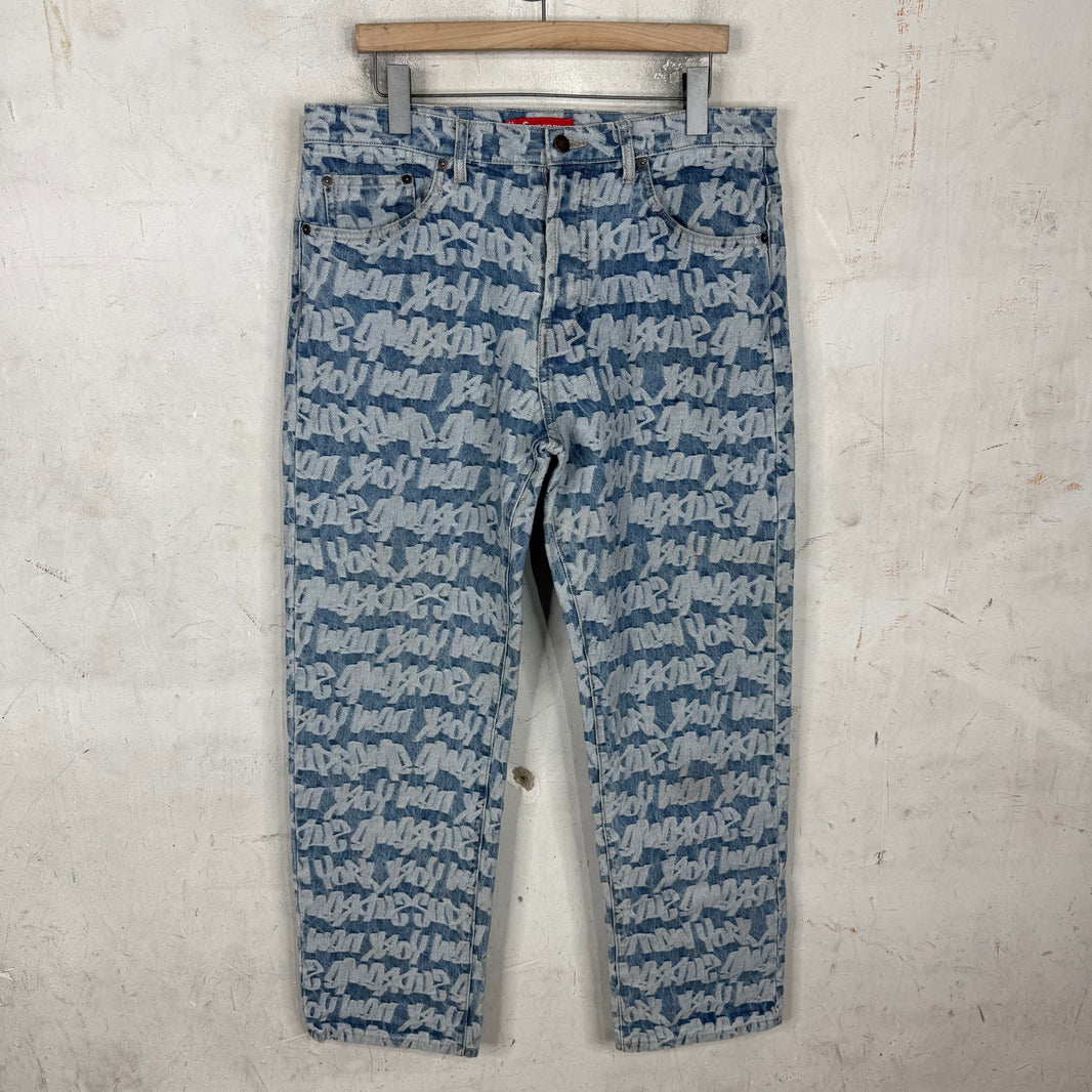 Supreme Jacquard Fat Tip Logo Jeans