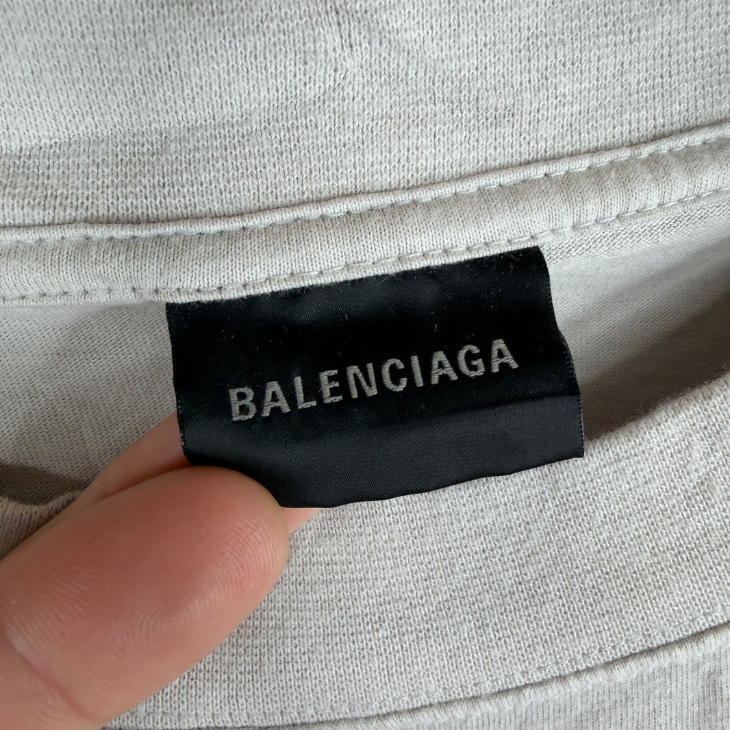 Balenciaga Washed Out Cat Logo T-Shirt