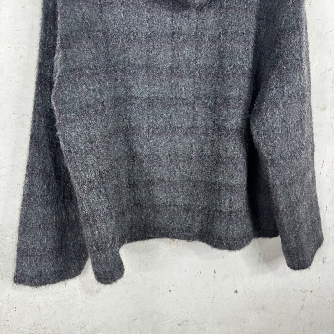 Our Legacy New Grey/Purple Plaid Full Zip Hoodie
