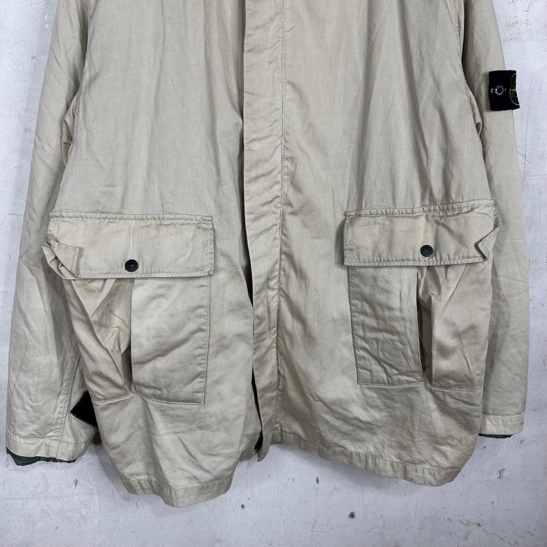 Stone Island 90's Beige Padded Canvas Lined Jacket