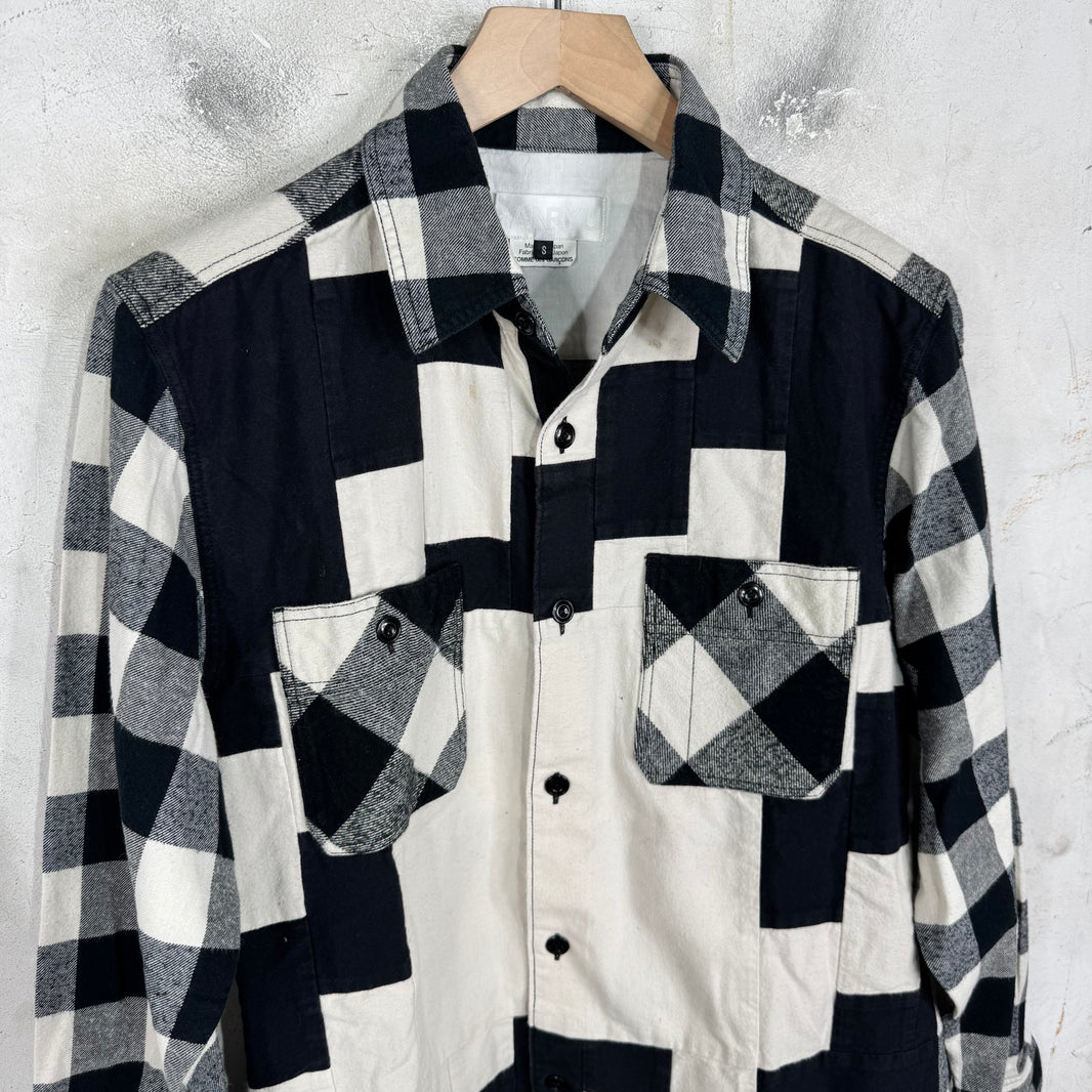 CDG Ganryu White/Black Patchwork Button Up
