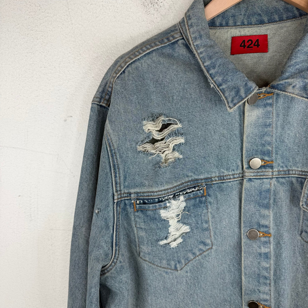 424 Red Arm Band Denim Jacket