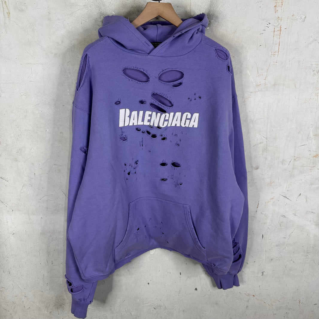 Balenciaga Purple Ripped Hoodie