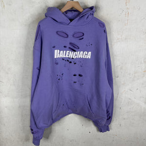 Balenciaga Purple Ripped Hoodie