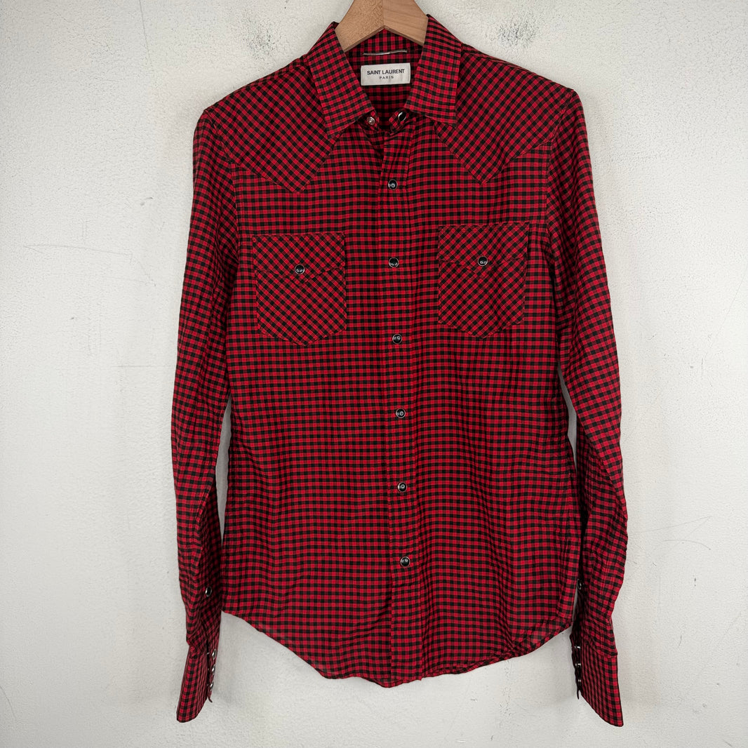 Saint Laurent Red Plaid Western Shirt