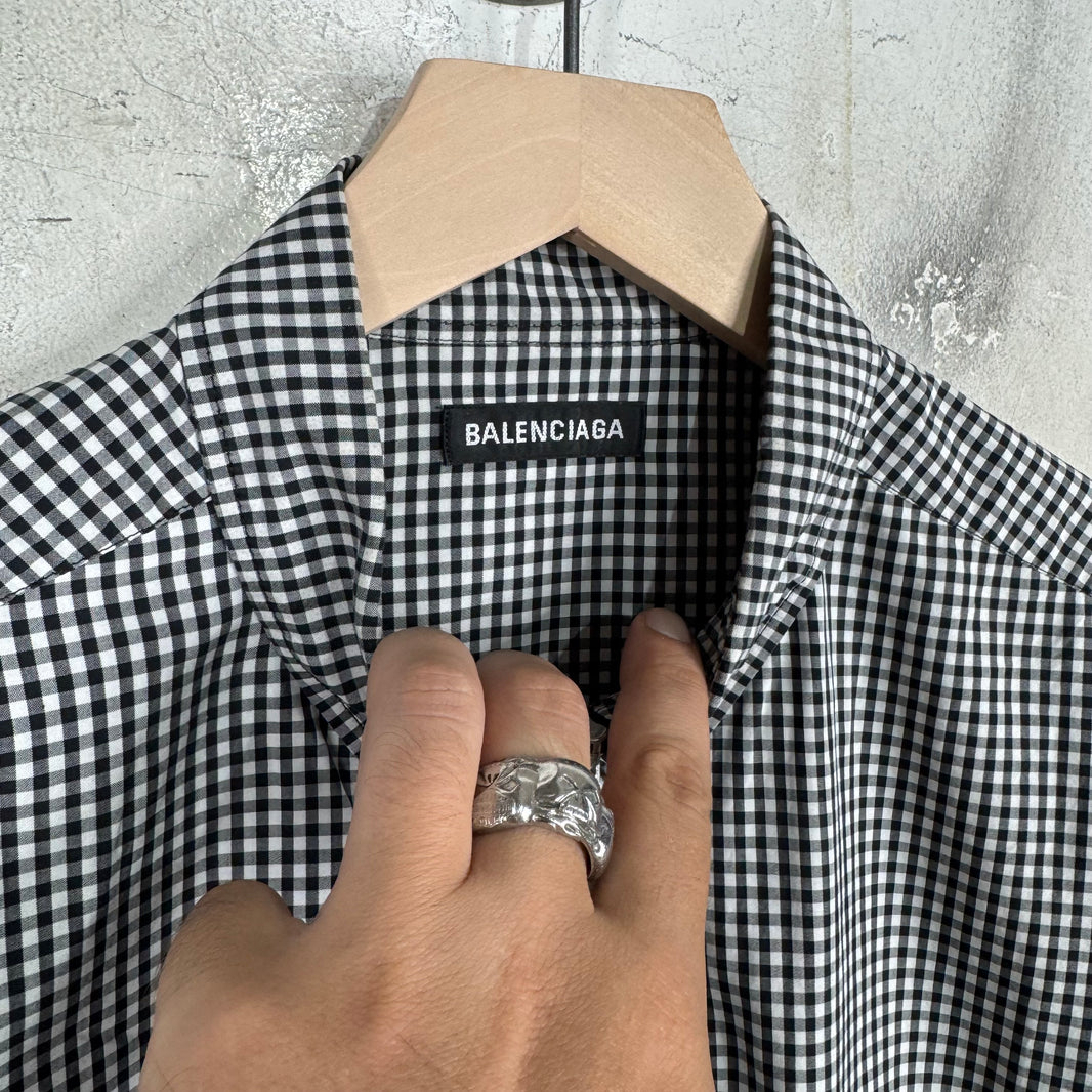 Balenciaga Checkered Mastercard Zipped S/S Shirt