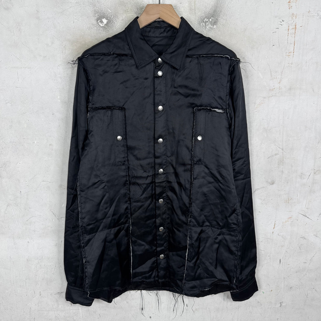 Rick Owens Geth Frayed Viscose Backstrap Shirt