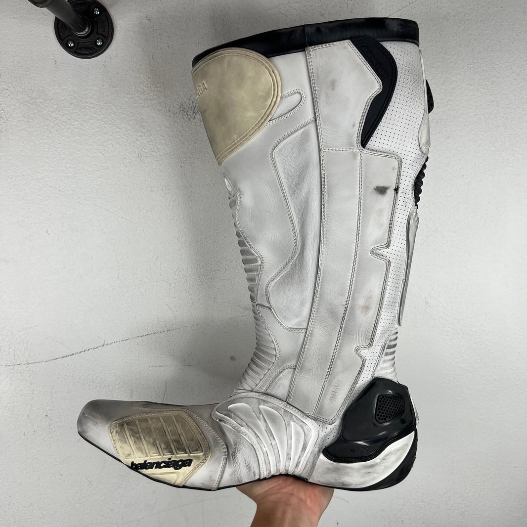 Balenciaga White Biker Moto Boots