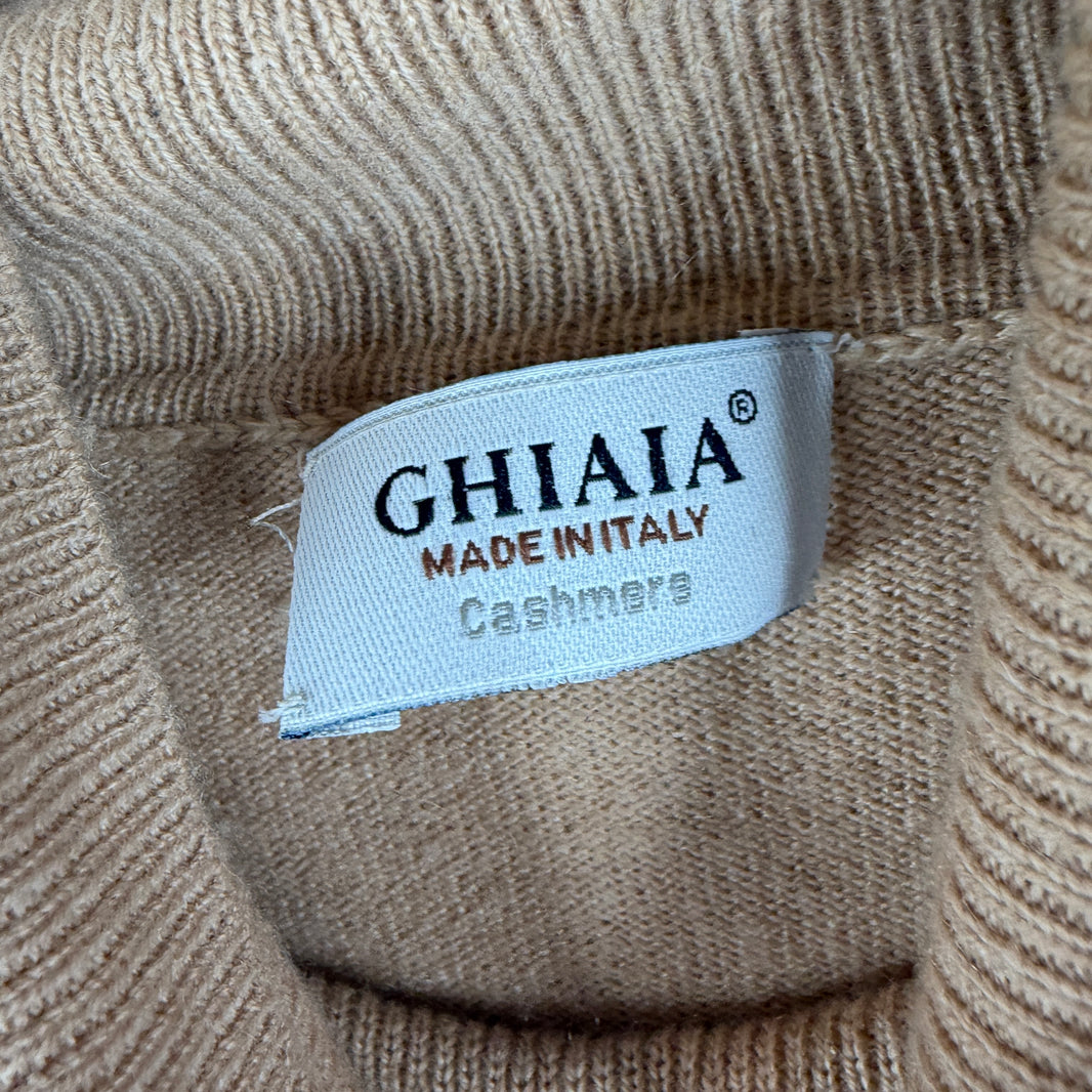 Ghiaia Beige Cashmere Turtleneck Sweater