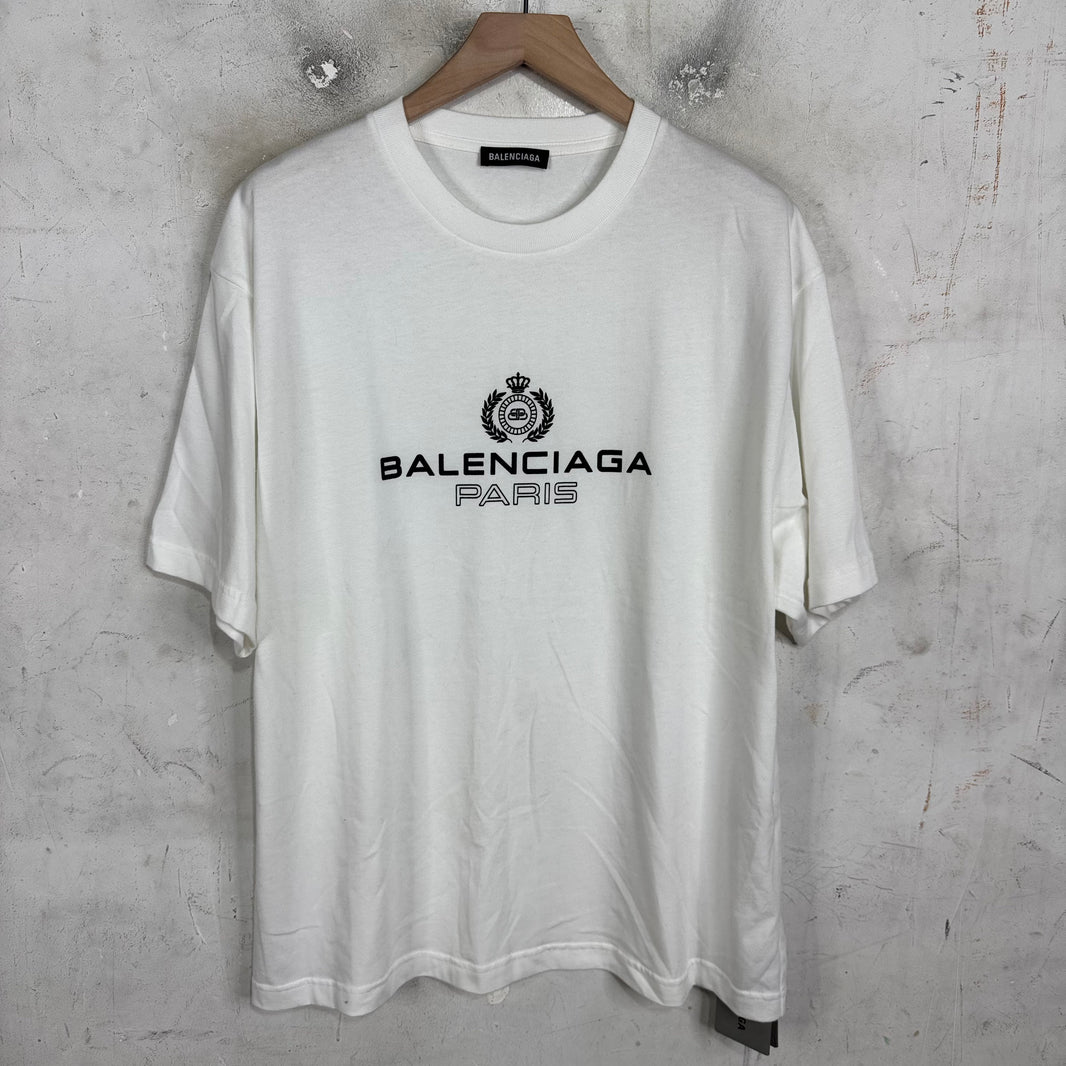 Balenciaga White Paris BB Crest T-Shirt