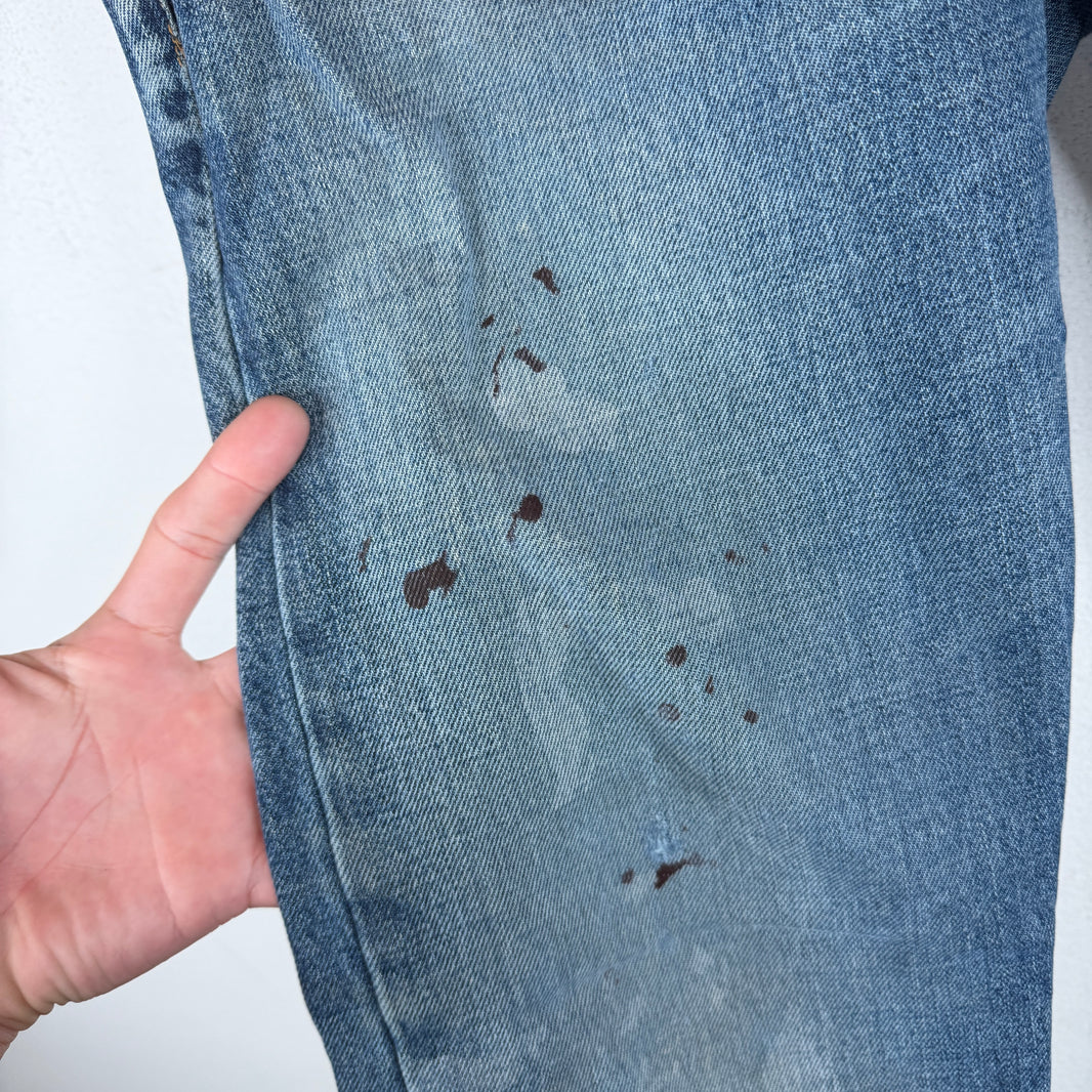 Saint Laurent Washed Blue Paint Splatter D18 Jeans