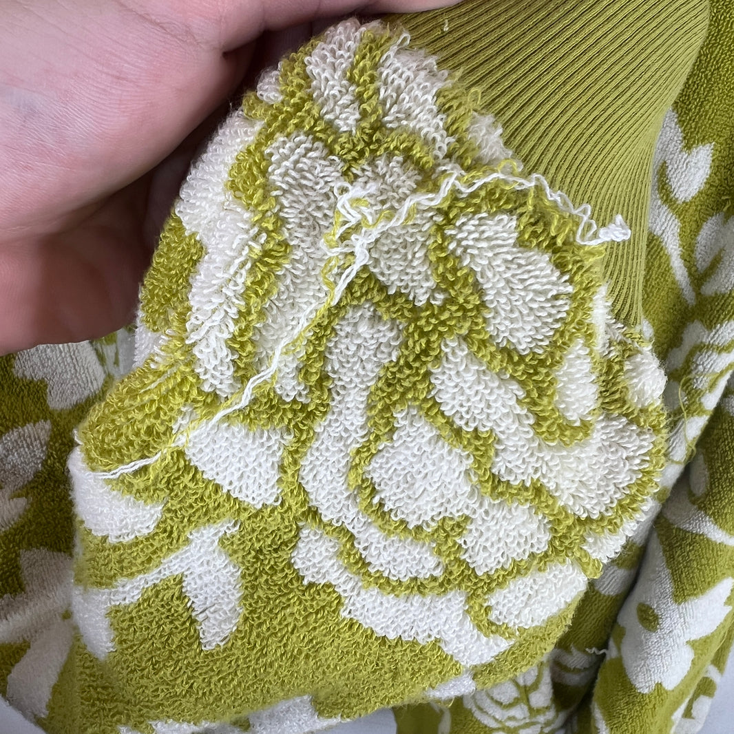 Prada Floral Green Terry Cloth Hoodie