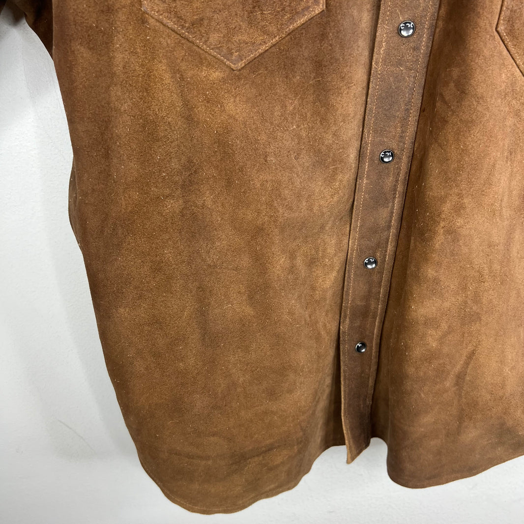RRL Rough Out Suede Snap Button Overshirt