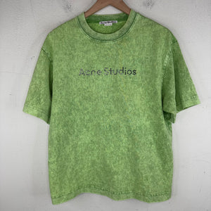 Acne Studios Acid Green Crystal Logo T-Shirt
