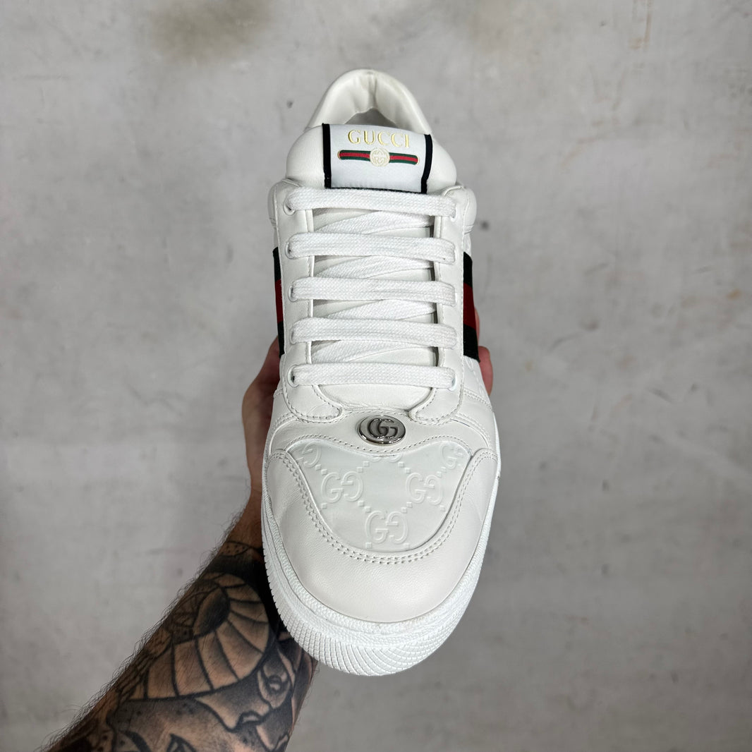 Gucci White Monogram Screener Sneakers