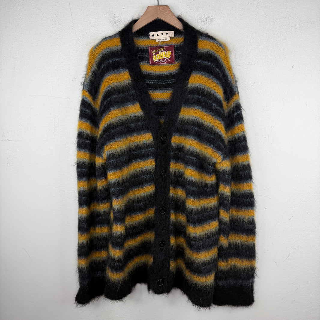 Marni Yellow/Black Striped Mohair Cardigan