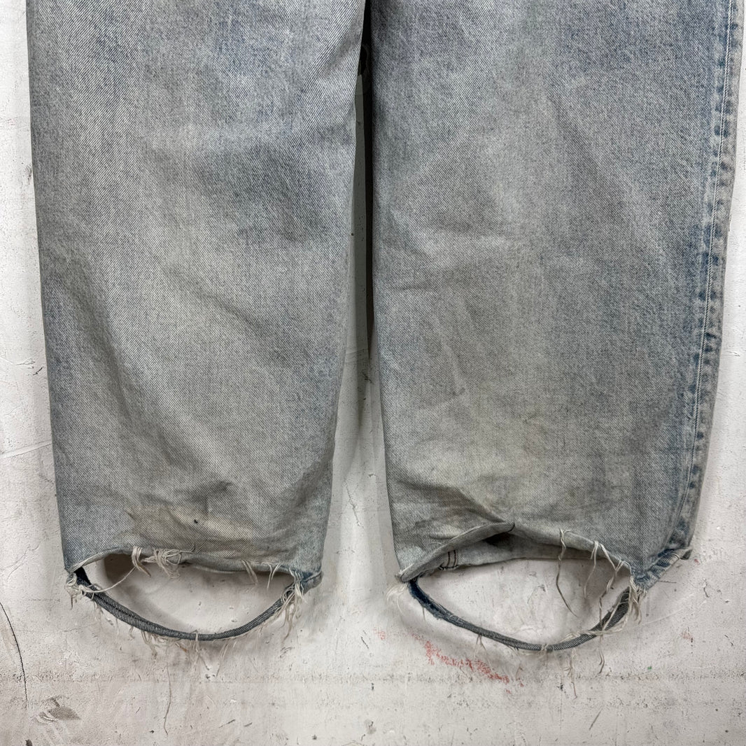 Balenciaga Lightwash Baggy Distressed Hem Jeans