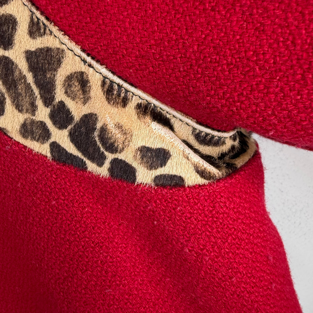 Saint Laurent Red Leopard Teddy Jacket