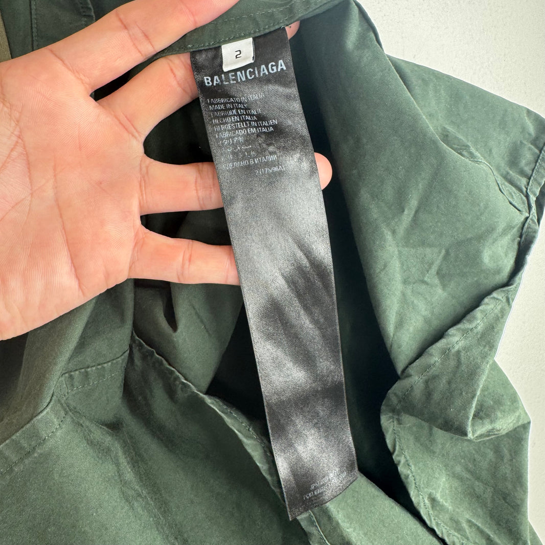 Balenciaga Olive Trompe Collar Shirt