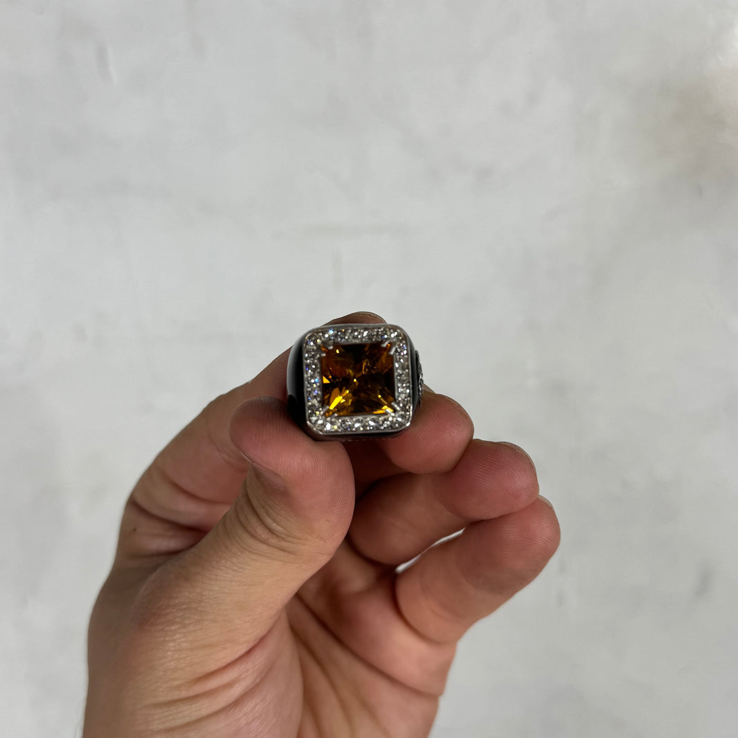 Gucci Enamel Coated Sterling Crystal Ring