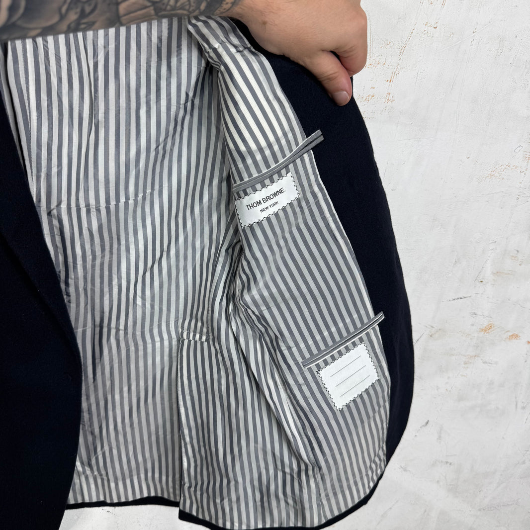 Thom Browne Navy Striped Liner Blazer