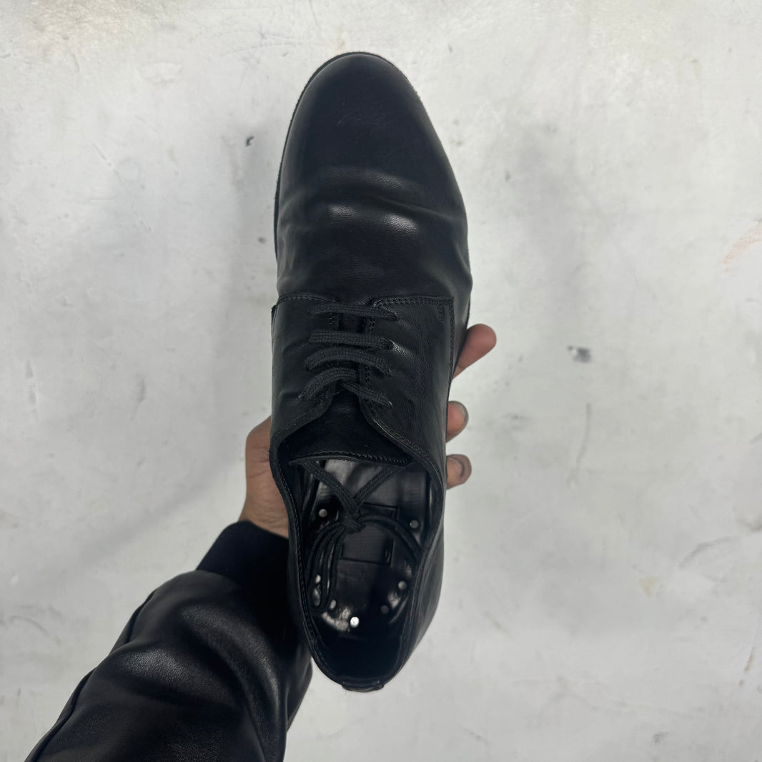 Guidi Black Leather Laced Derbies