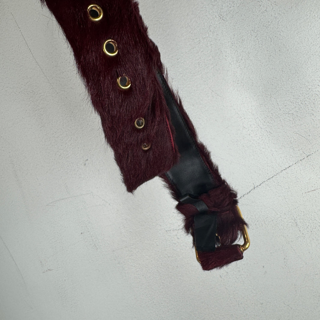 Prada Maroon Fur Belt