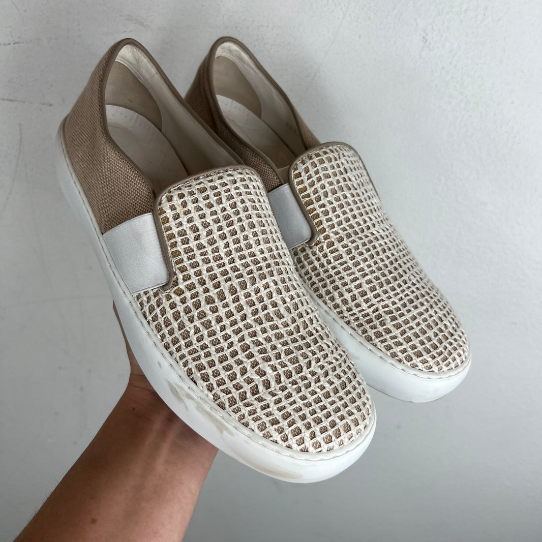 Chanel Woven Checkered Slip On Sneakers