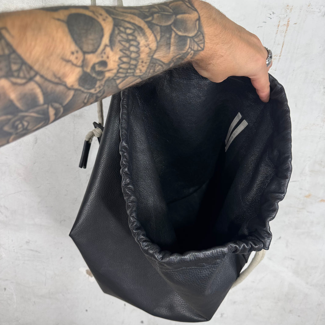 Rick Owens Fogachine Leather Drawstring Bag