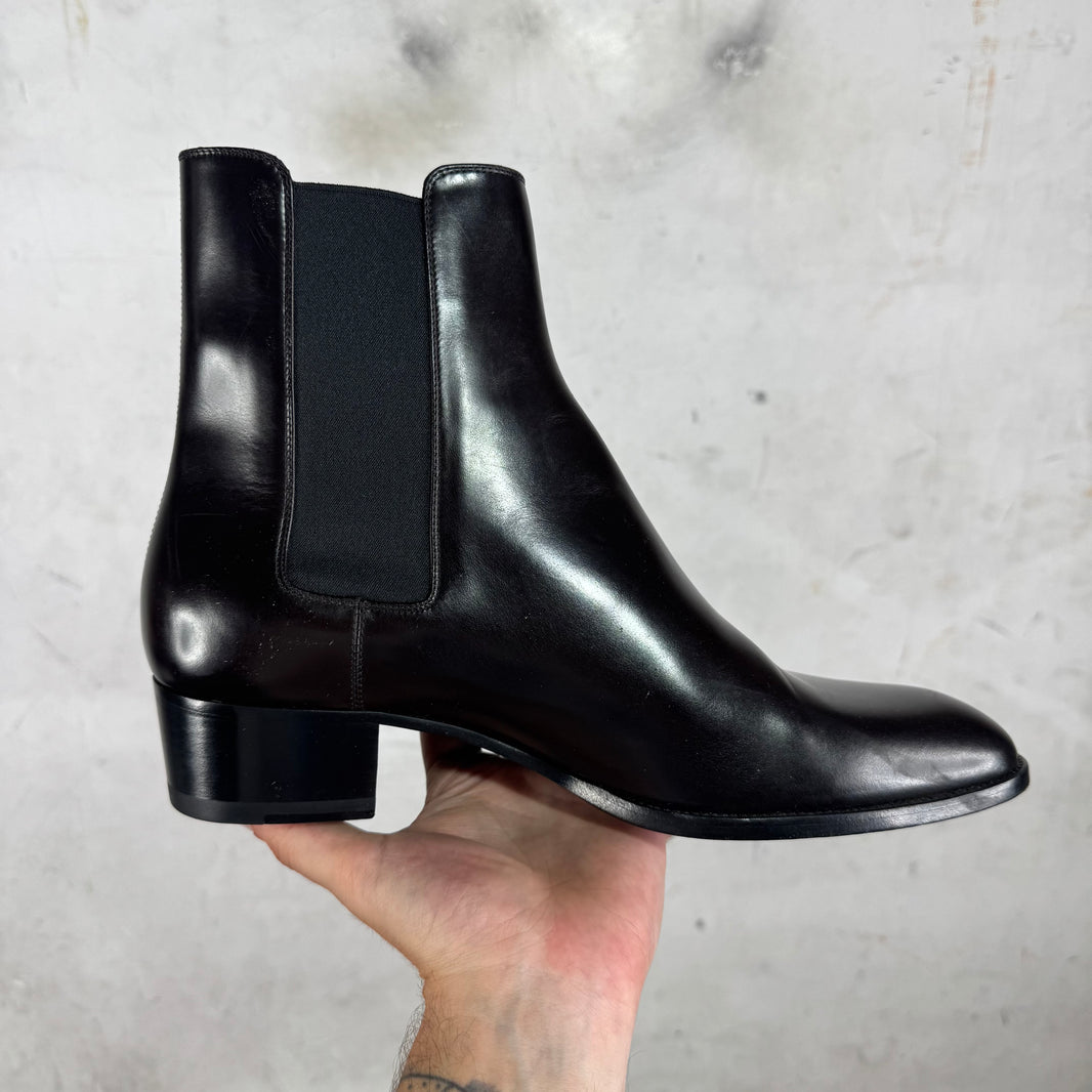 Saint Laurent Dark Brown Leather Wyatt Boots