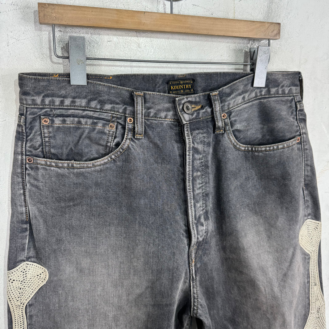 Kapital Charcoal Faded Bone Jeans