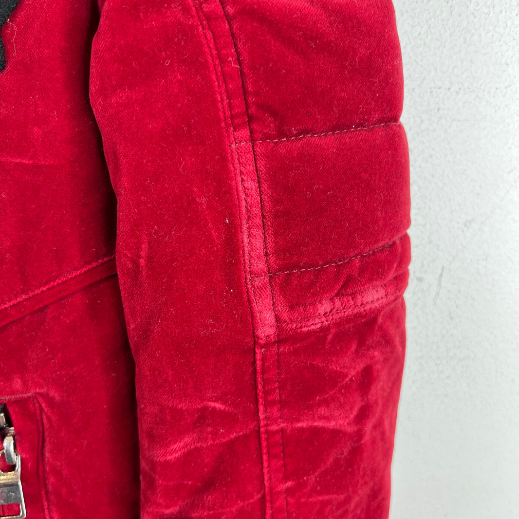 Balmain Red Velvet Crest Jacket