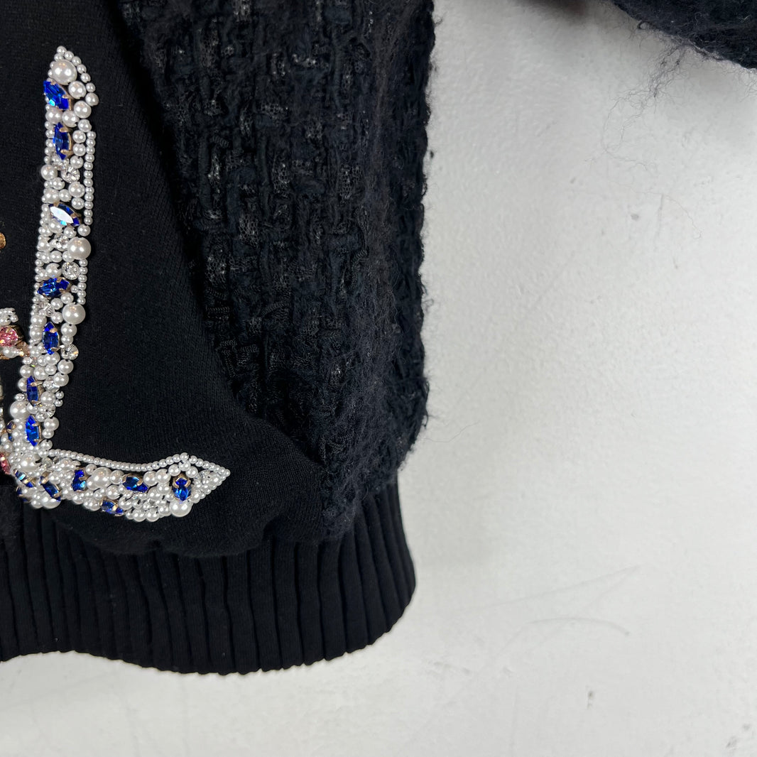 Chanel 22A Tweed Embellished Zip Up Jacket