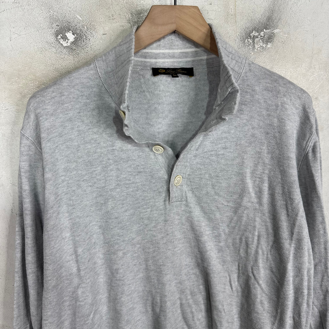 Loro Piana Ribbed Half Buttoned Light Sweater