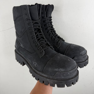 Balenciaga Black Canvas Strike Boots