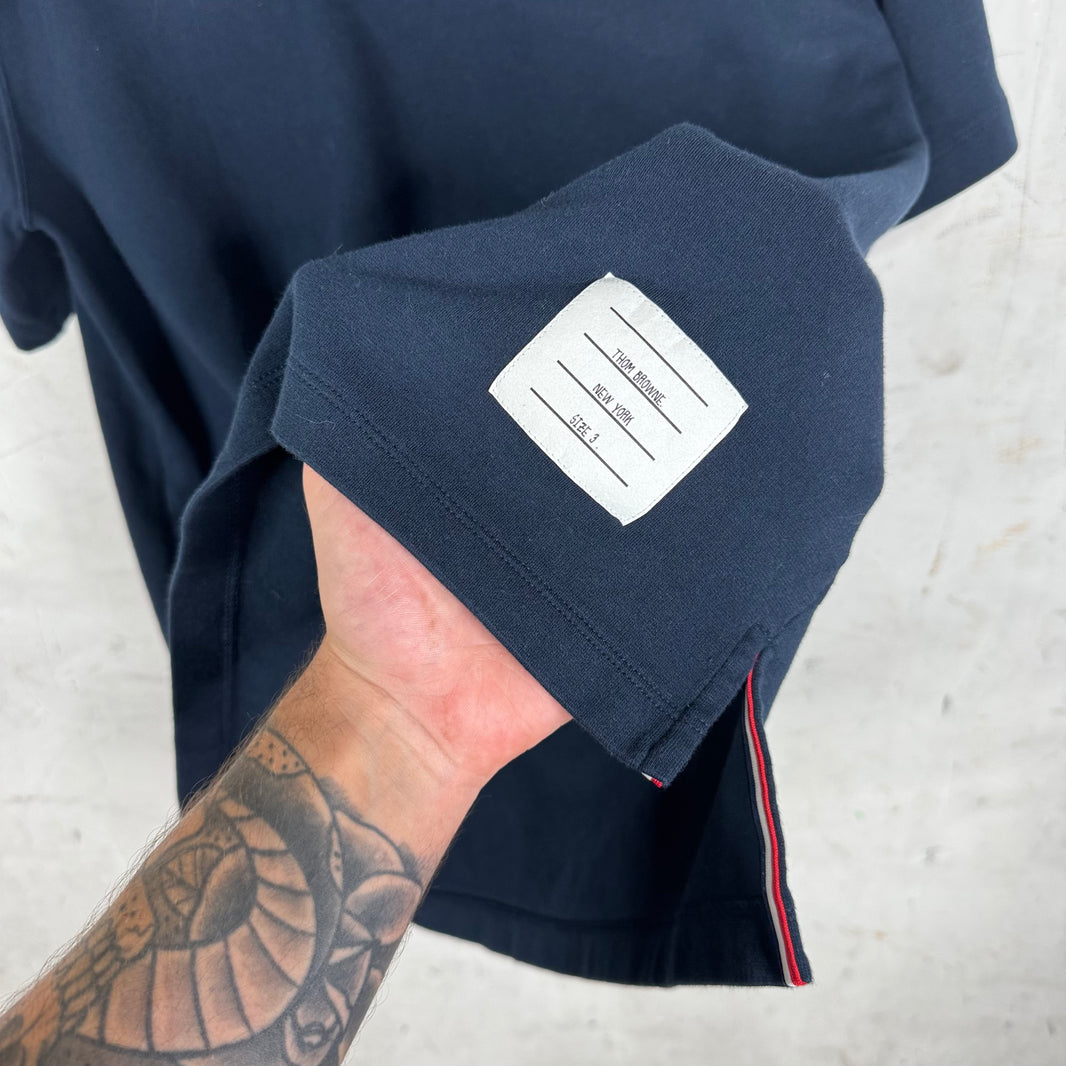 Thom Browne Navy Striped Sleeve T-Shirt
