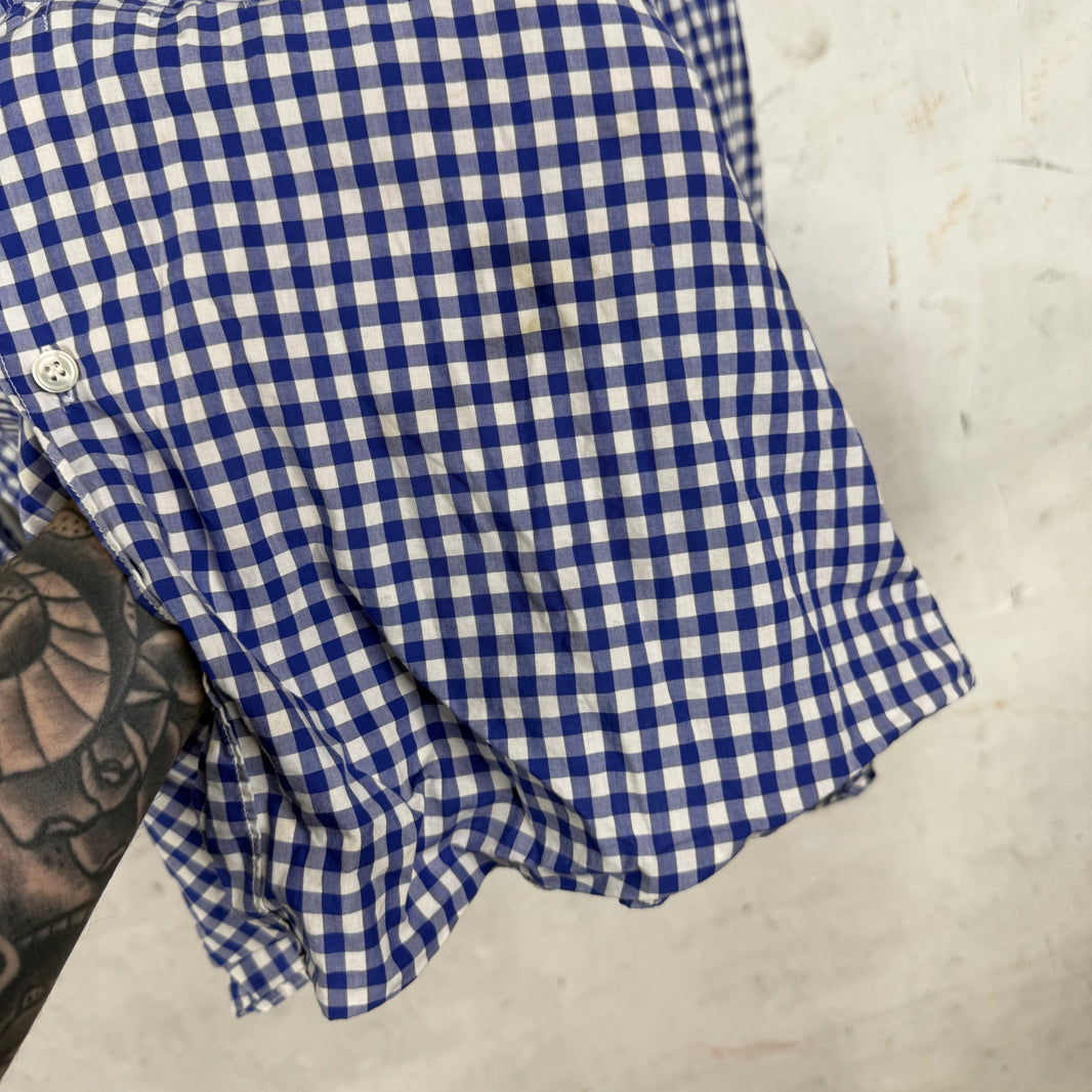 CDG Plaid Pleated Button-Up Shirt