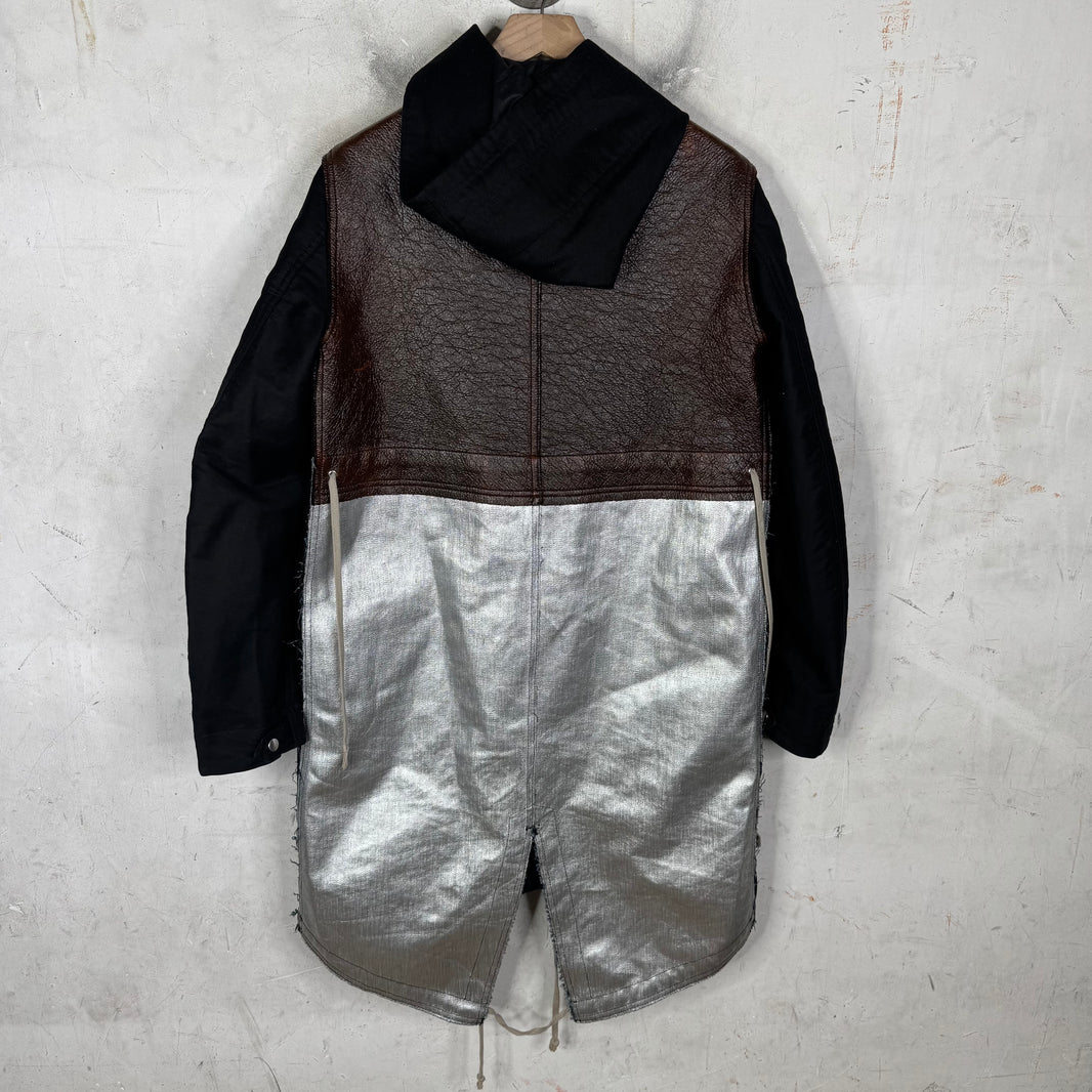 Rick Owens Leather Coated Fishtail Parka