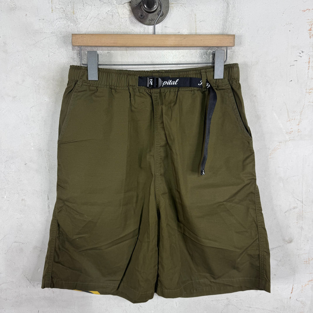 Kapital Olive Smiley Belted Shorts