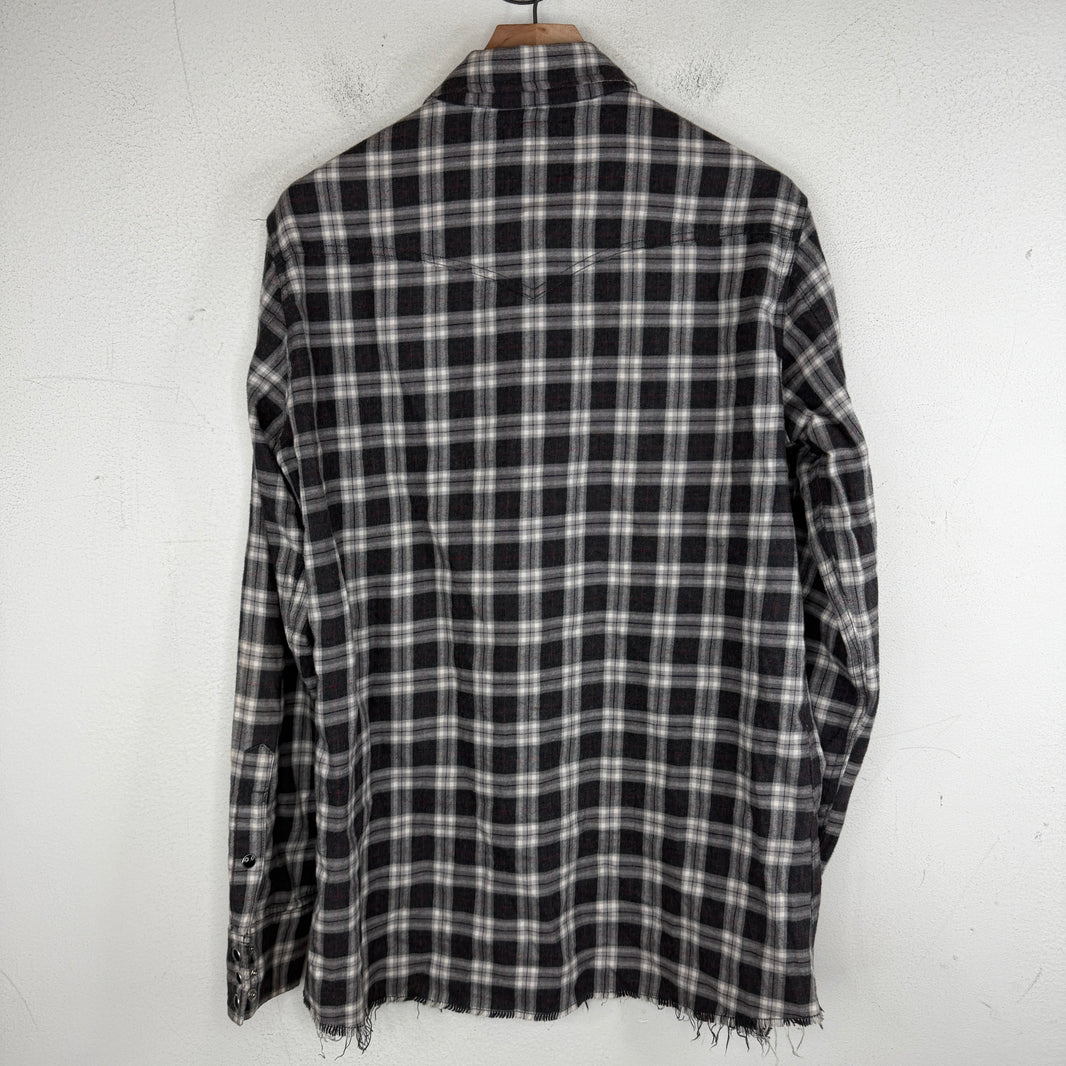 Saint Laurent Frayed Snap Button Flannel