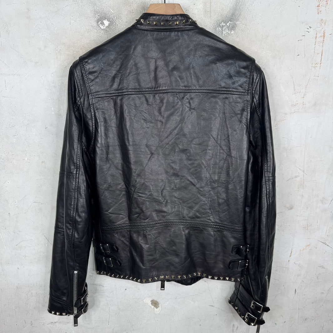 Valentino Rock Stud Leather Cafe Racer Jacket