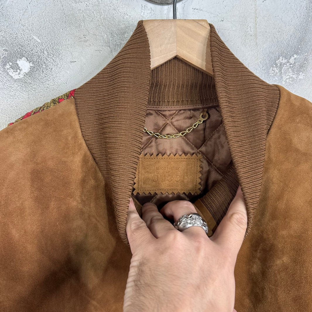 Gucci Suede Quilted Silk Bengal Jacket
