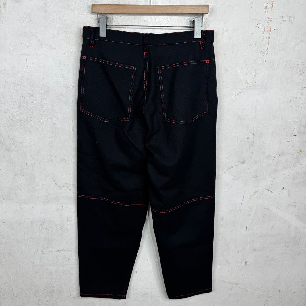 CDG Knee Paneled Black Wool Trousers