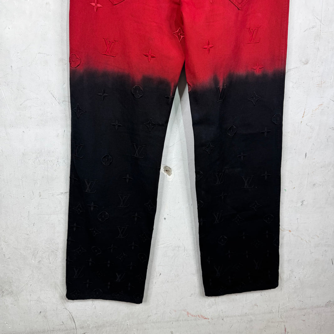 Louis Vuitton Red Gradient Monogram Jeans